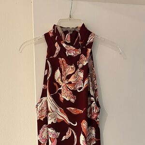 RACHEL Rachel Roy Burgundy and Cream Floral Dress L
